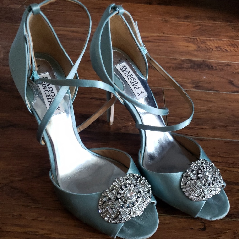Badgley Mischka Blue Satin Heels